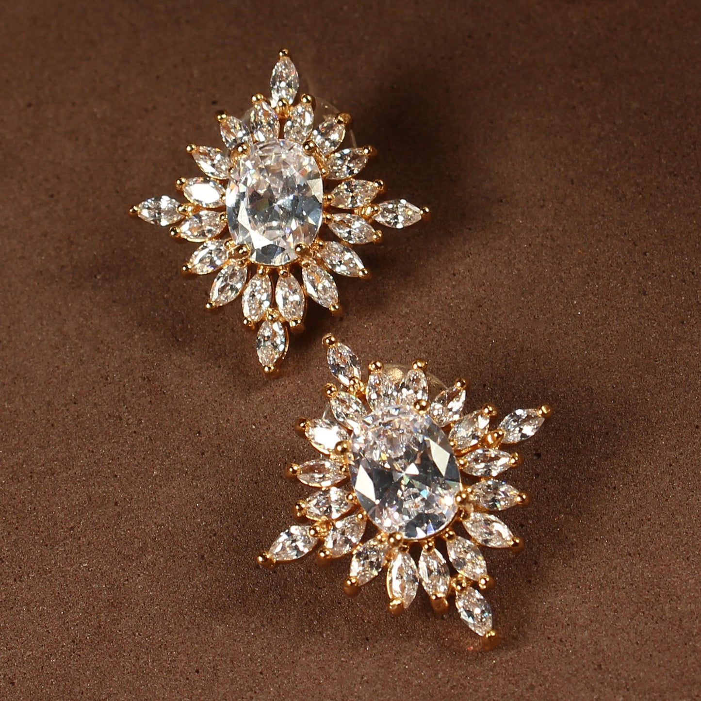 Lysoria- Stone Studded Zirconia Stud Earrings